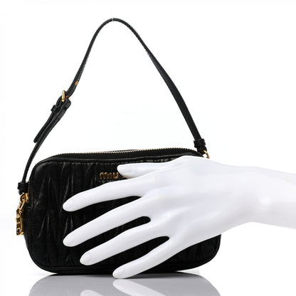 Miu Miu Nappa Matelasse Double Zip Wristlet Black 2 of 10