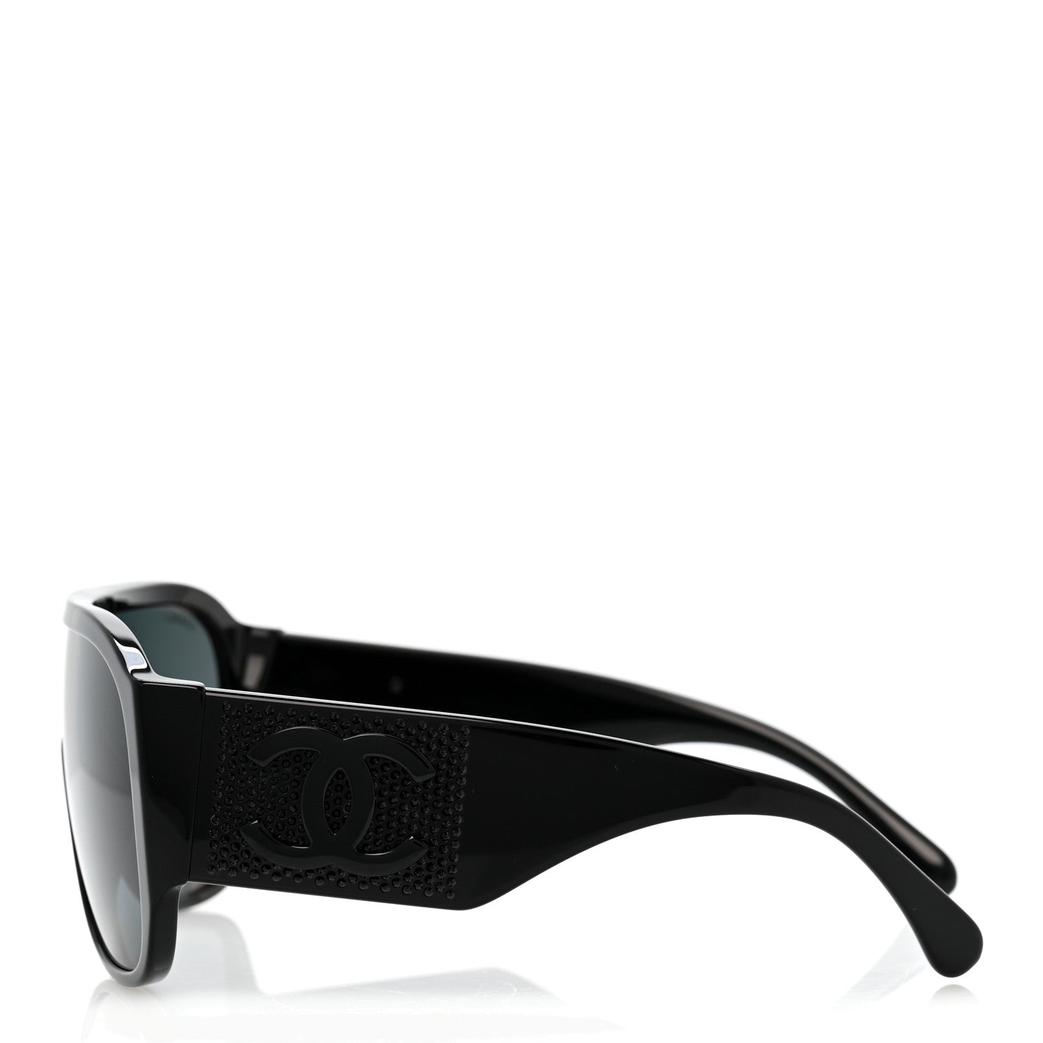 Chanel Acetate Crystal CC Shield Sunglasses 5466-B-A Black 3 of 9