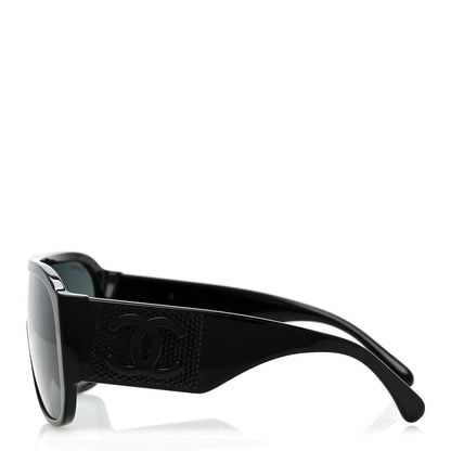 Chanel Acetate Crystal CC Shield Sunglasses 5466-B-A Black 3 of 9