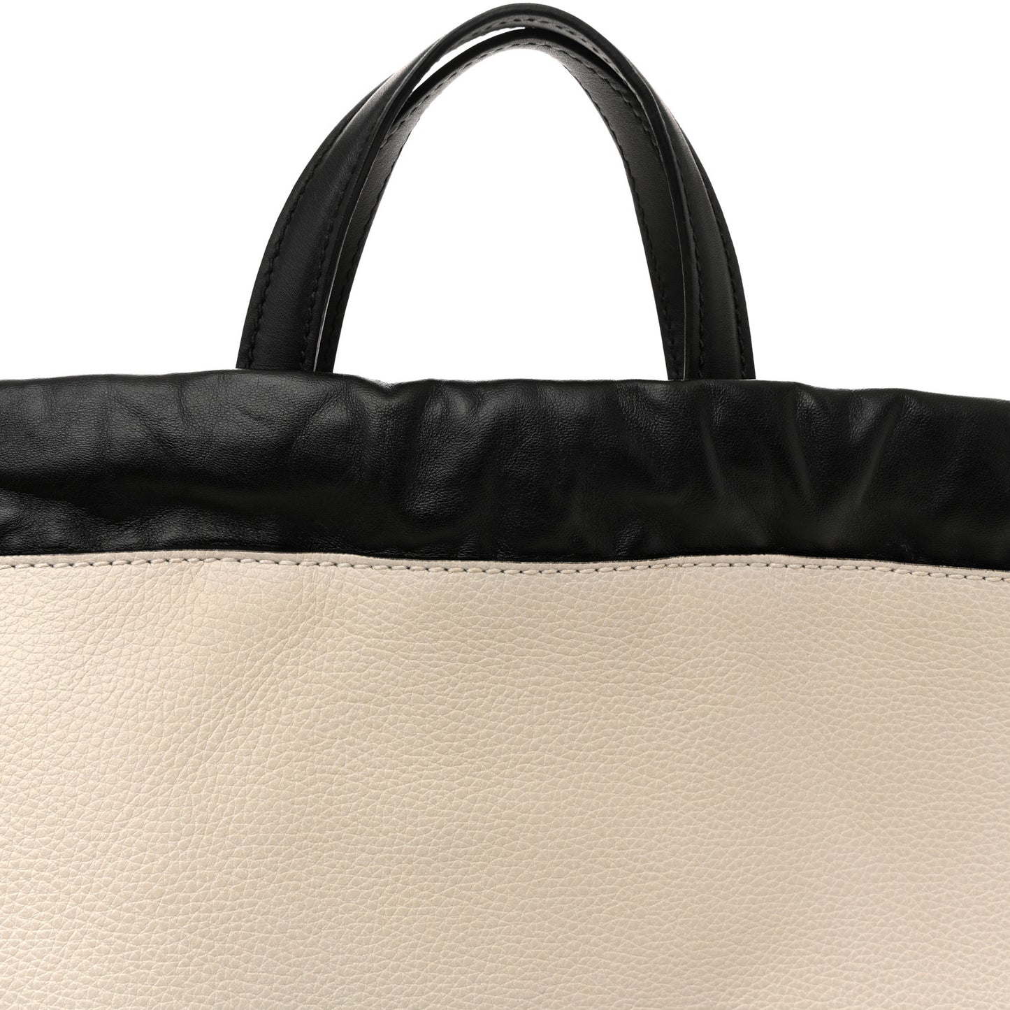 Calfskin Logo Drawstring Backpack Mystic White