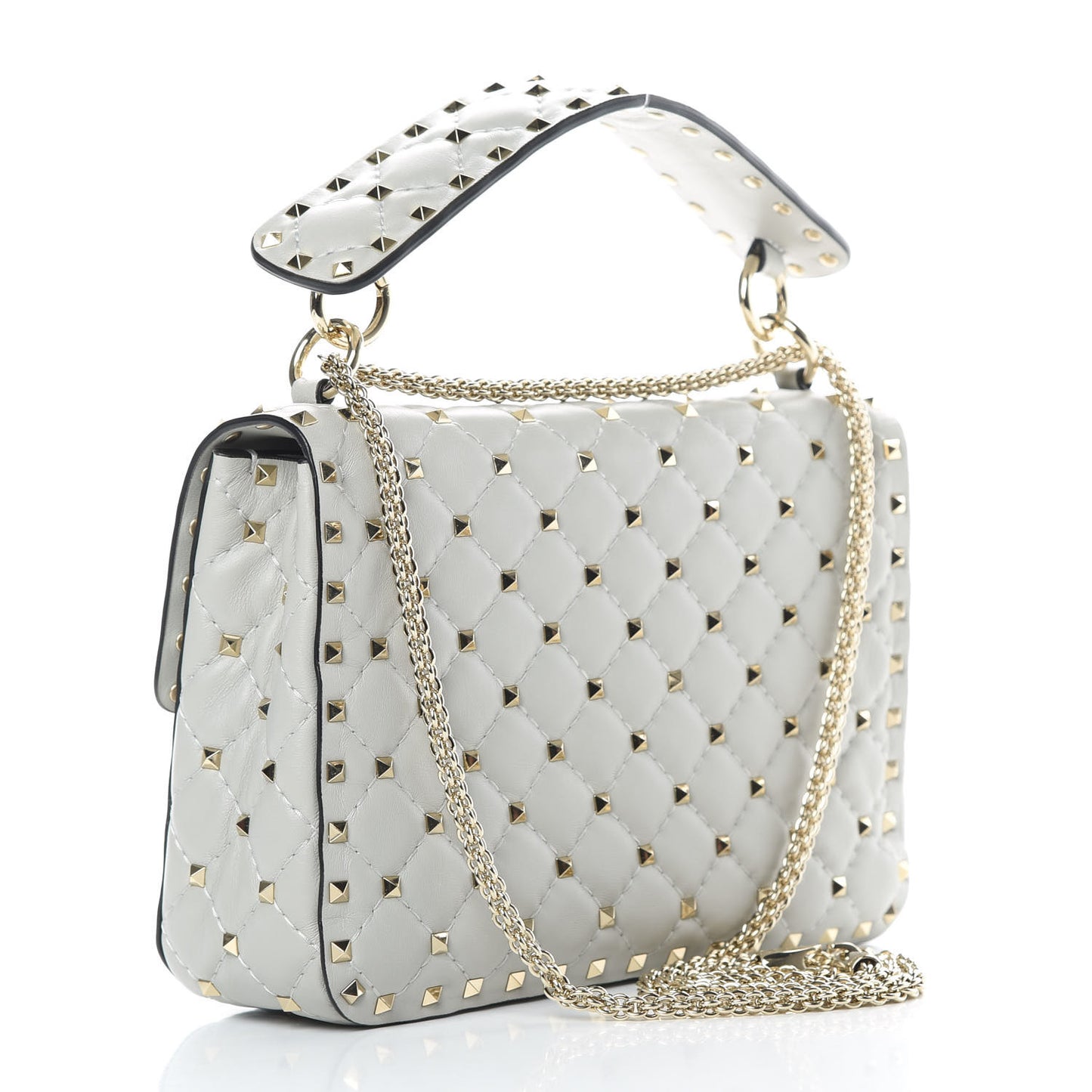 Nappa Medium Rockstud Spike Shoulder Bag Opal Grey