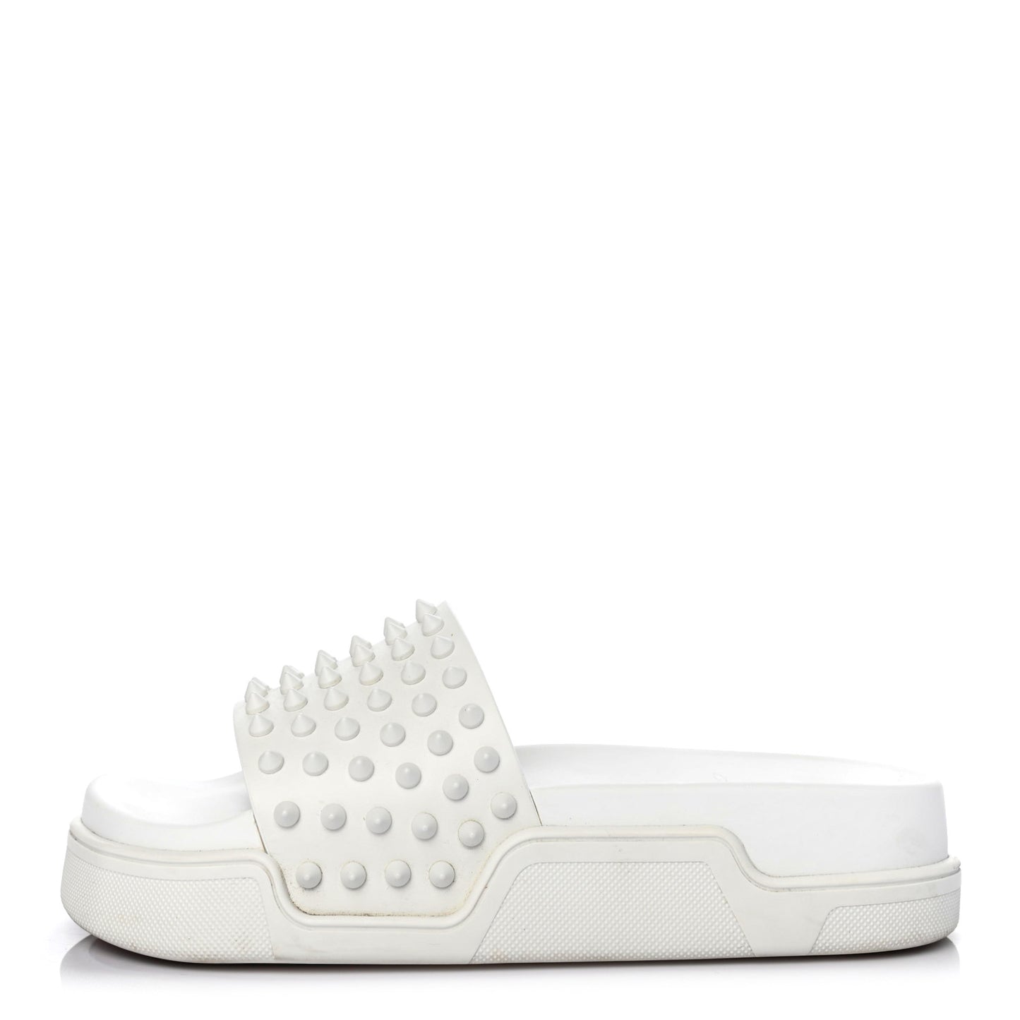 Calfskin Donna Studded Pool Fun Platform Flat Slide Sandals 36.5 White