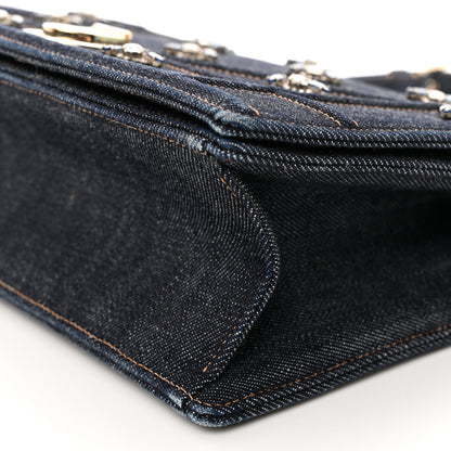 Christian Dior Denim Crystal Medium Diorama Flap Bag Blue 10 of 10
