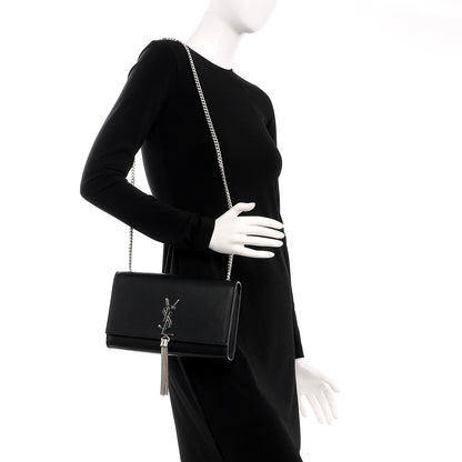 Saint Laurent Smooth Calfskin Medium Classic Monogram Kate Tassel Satchel Black 2 of 7