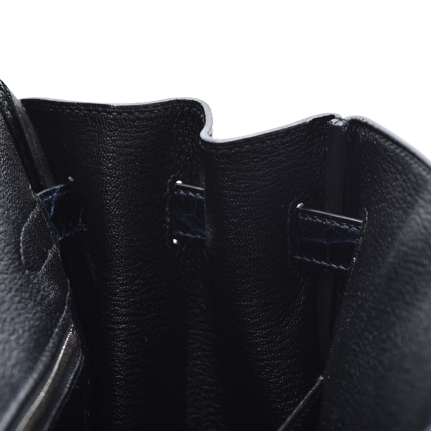 Taurillon Novillo Shiny Niloticus Crocodile Birkin Touch 30 Black Bleu Marine