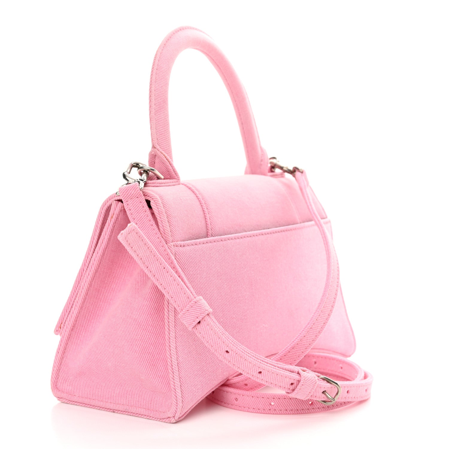 Balenciaga Nappa Denim Printed Small Hourglass Top Handle Bag Denim Pink 3 of 13