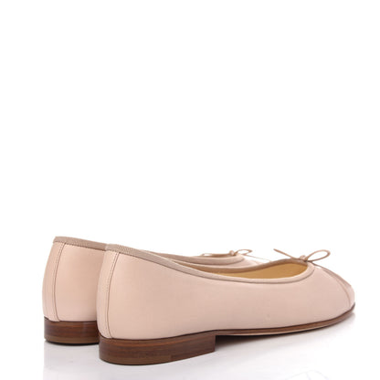 Chanel Lambskin Cap Toe CC Ballerina Flats 39.5 Beige 4 of 10