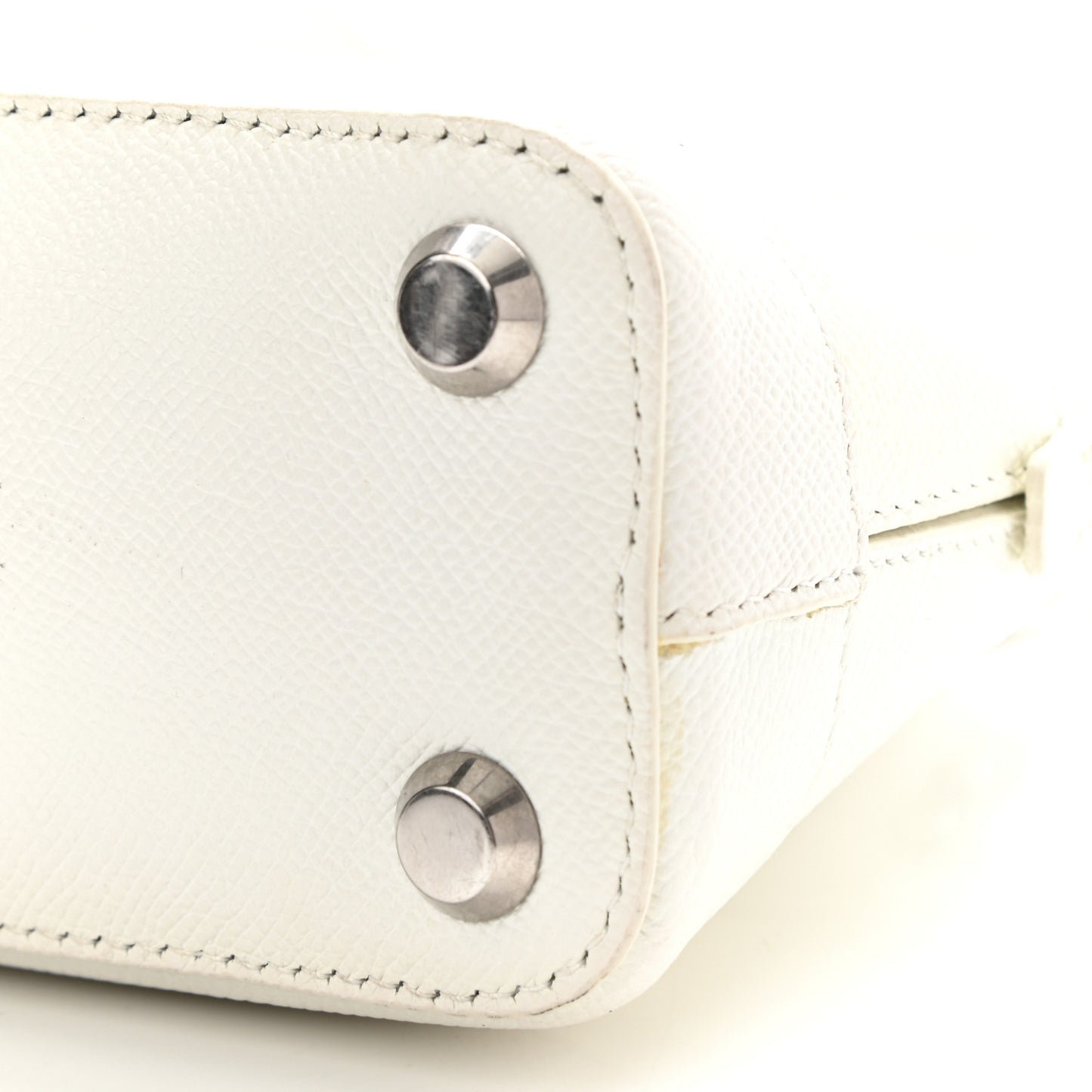 Grained Calfskin XXS Ville Top Handle Bag White Black