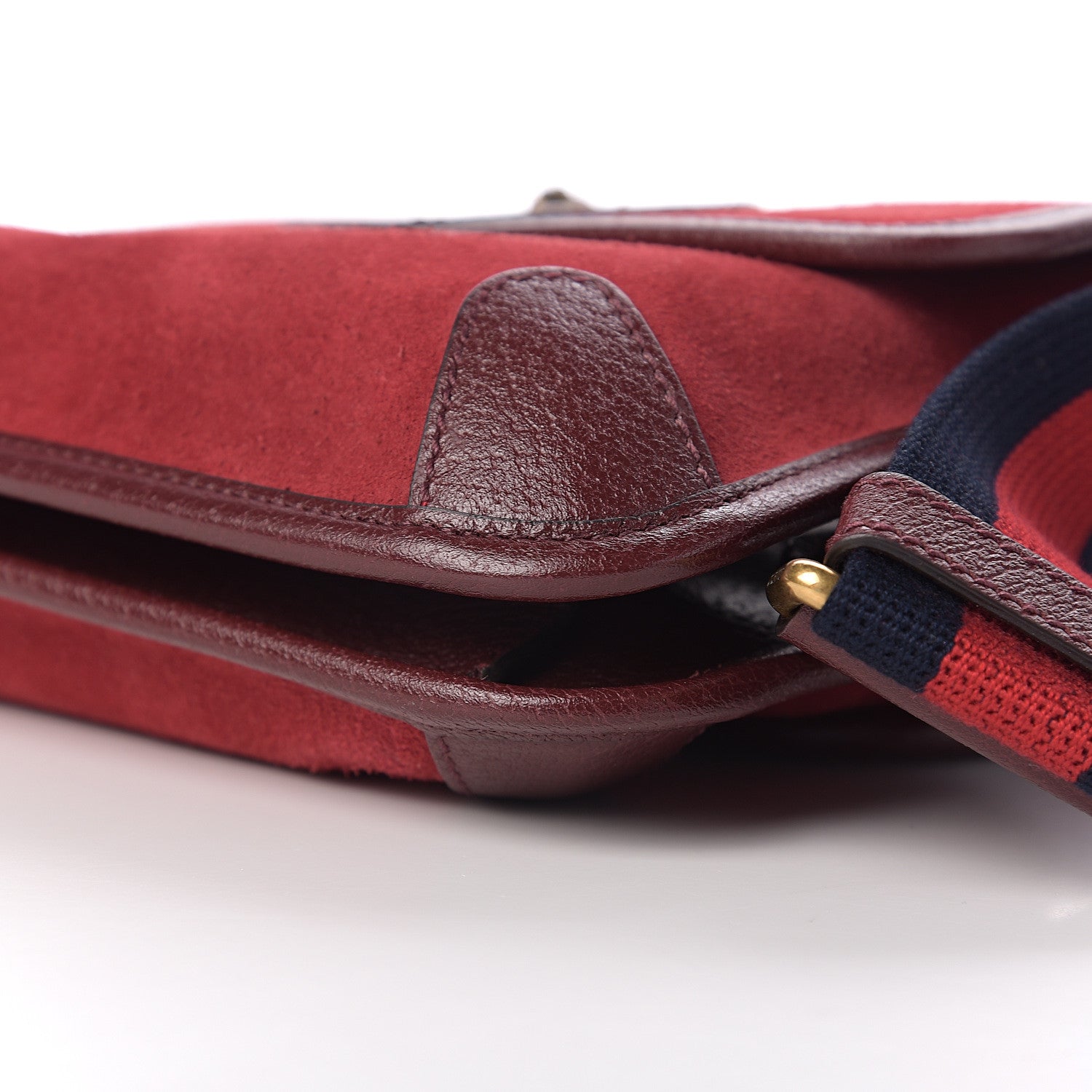 Gucci Suede Neo Vintage Web Small Messenger Bag Red 8 of 9