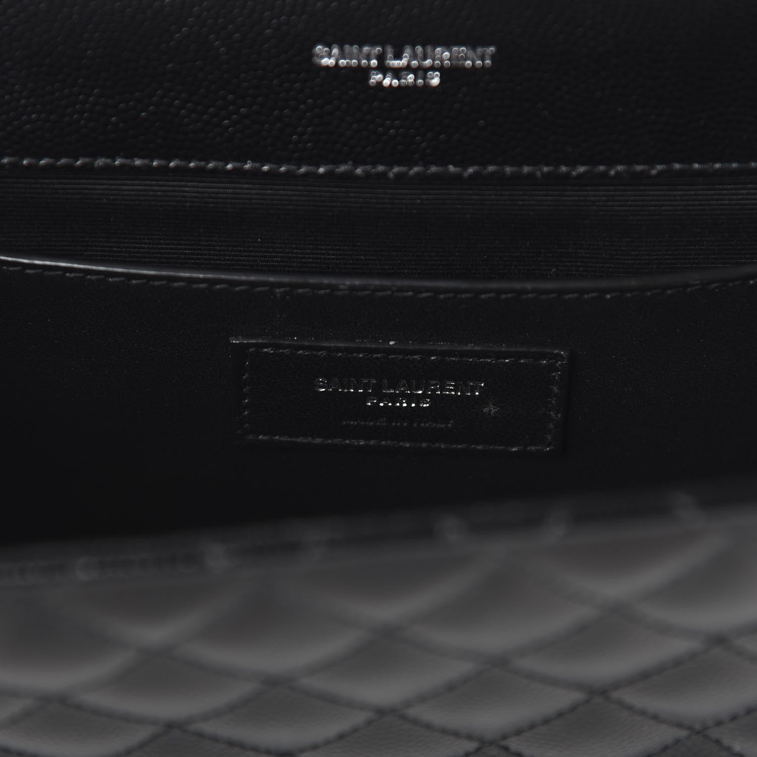 Saint Laurent Grain De Poudre Textured Mixed Matelasse Triquilt Medium Monogram Satchel Black 8 of 9