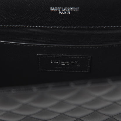 Saint Laurent Grain De Poudre Textured Mixed Matelasse Triquilt Medium Monogram Satchel Black 8 of 9