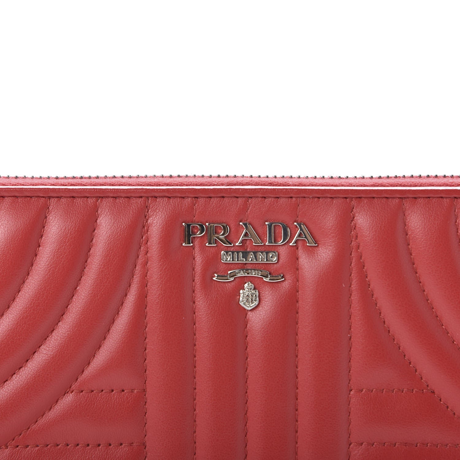 Prada Soft Calfskin Diagramme Zip Around Wallet Rosso 7 of 10