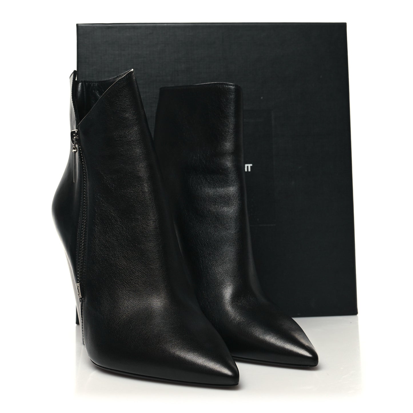 Calfskin Soho Niki 105 Wedge Booties 40.5 Black