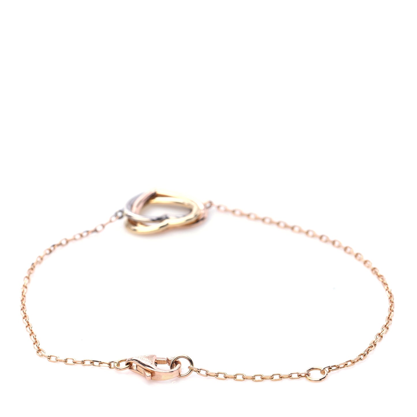 18K Pink Yellow White Gold Trinity Heart Bracelet