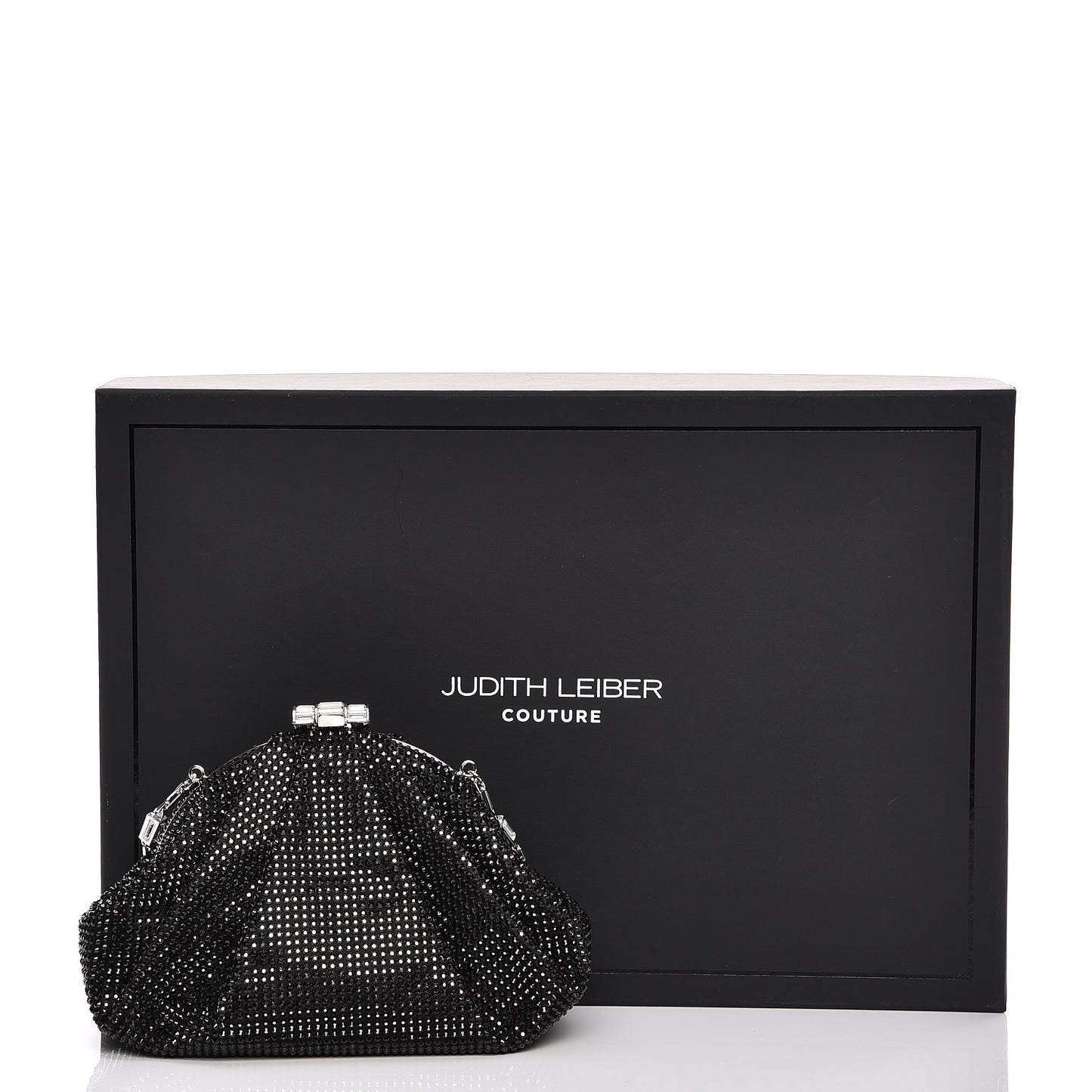 Swarovski Crystal Kisslock Clutch Black Silver