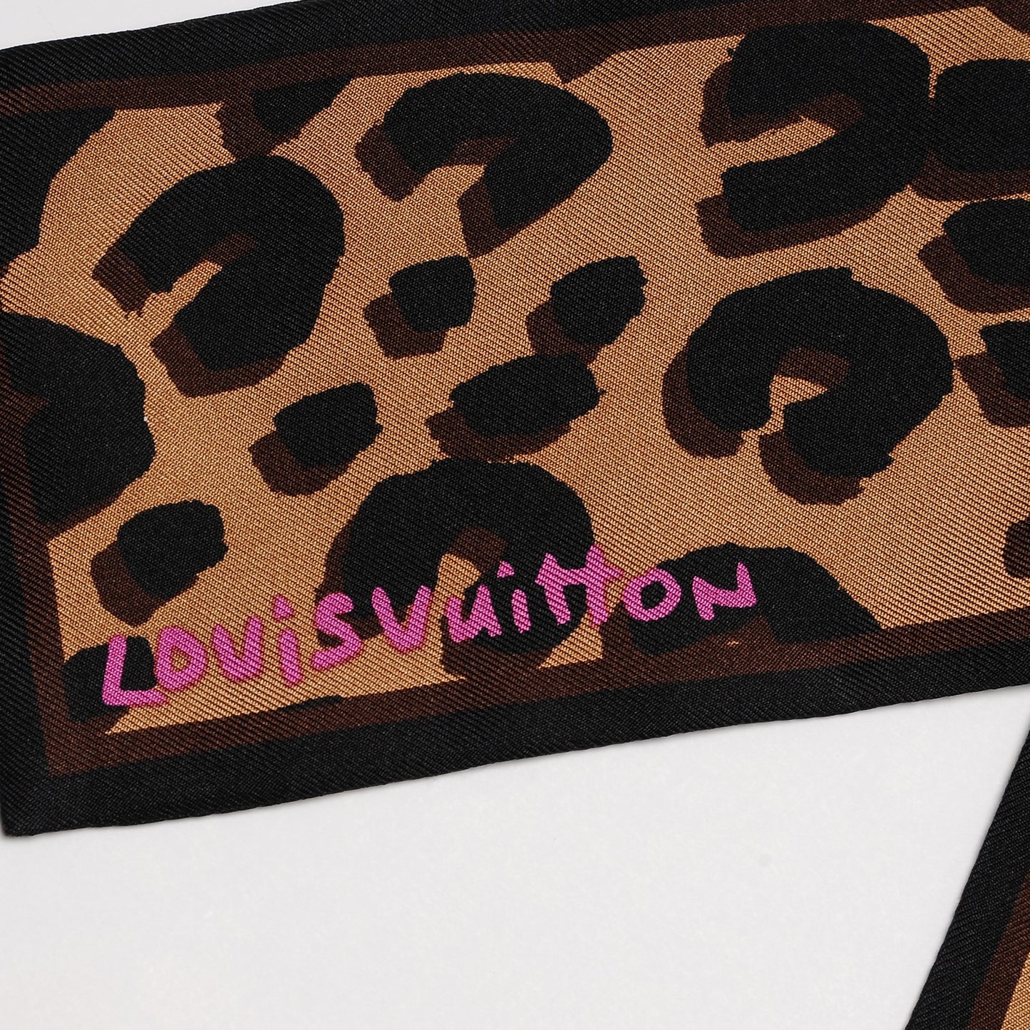 Silk Leopard Bandeau Scarf Marron