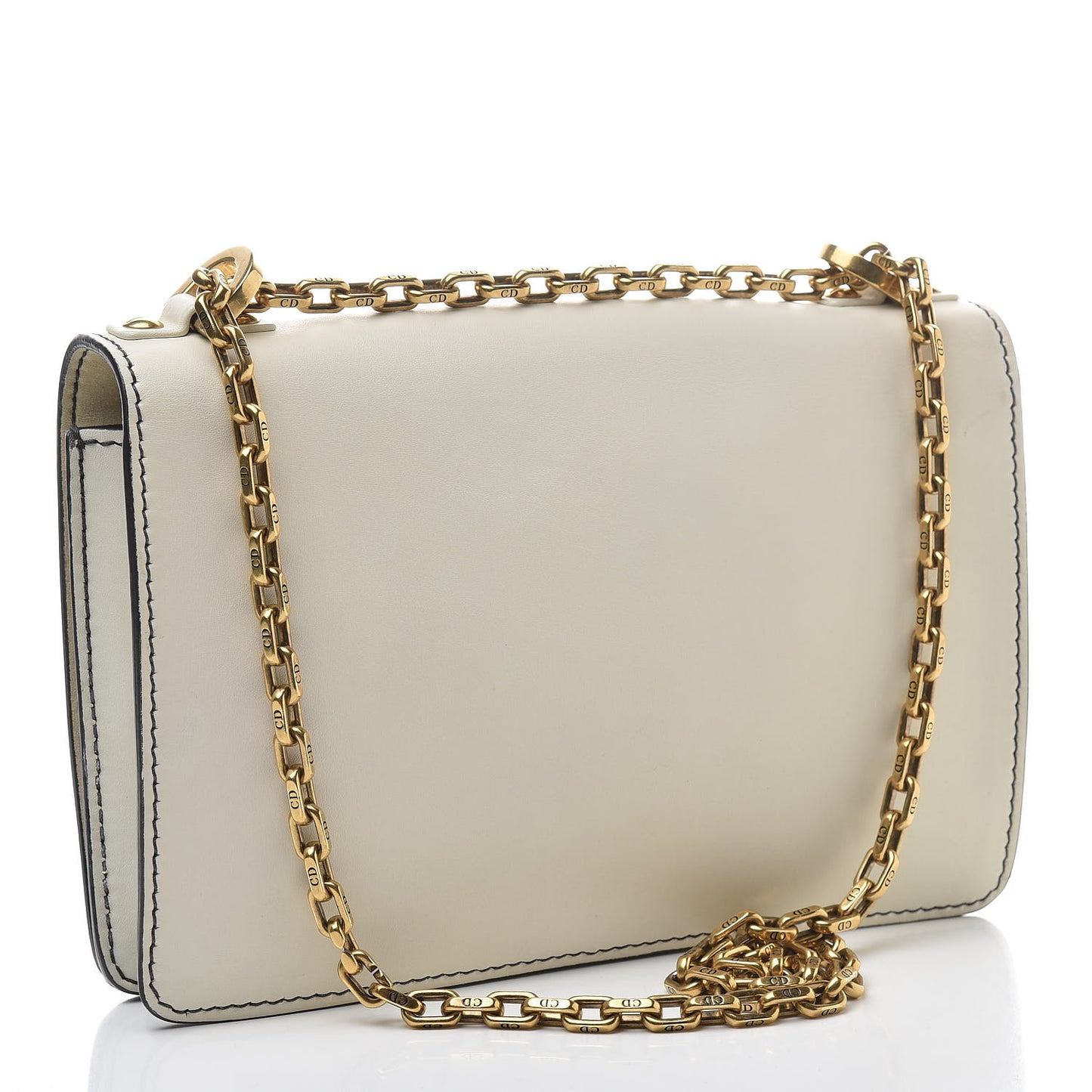 Calfskin J'Adior Chain Flap Bag Off White