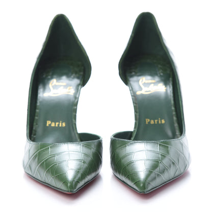 Christian Louboutin Crocodile Embossed Calfskin Iriza 100 Pumps 39 Green 2 of 9