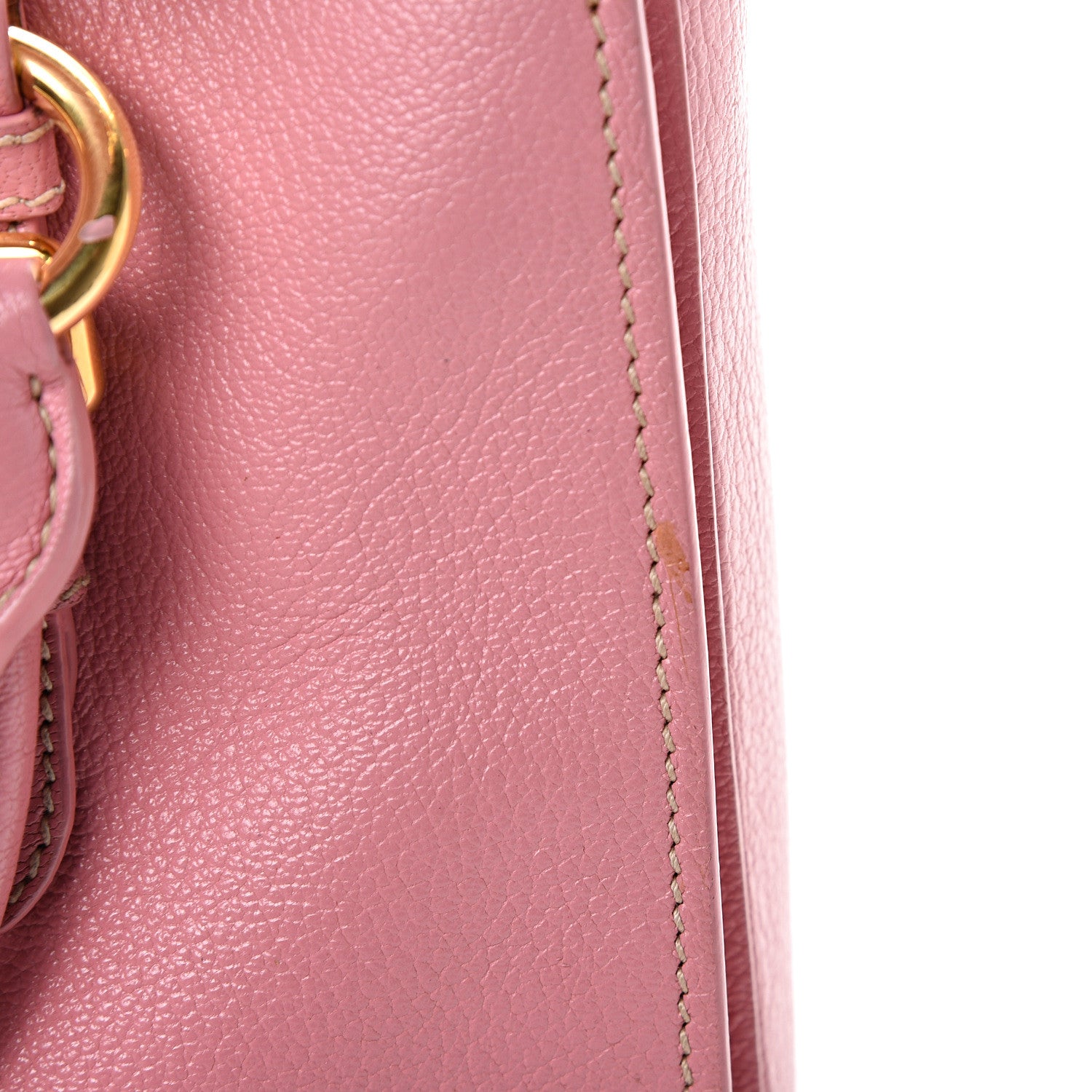 Miu Miu Goatskin Madras Shopping Tote Rosa 26 of 27