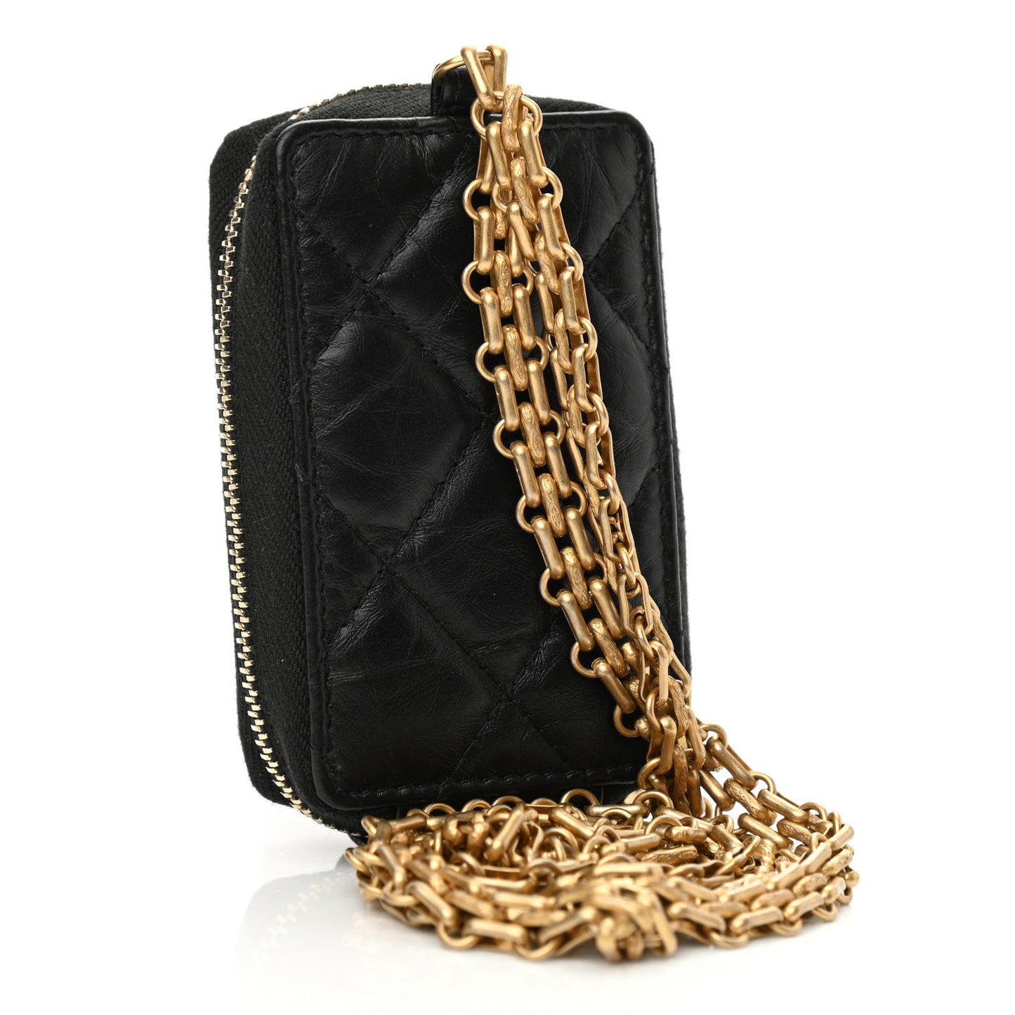 Aged Calfskin Quilted 2.55 Reissue Clutch With Chain Black