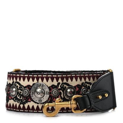 Christian Dior Canvas Embroidered Studded Shoulder Strap Burgundy 1 of 5
