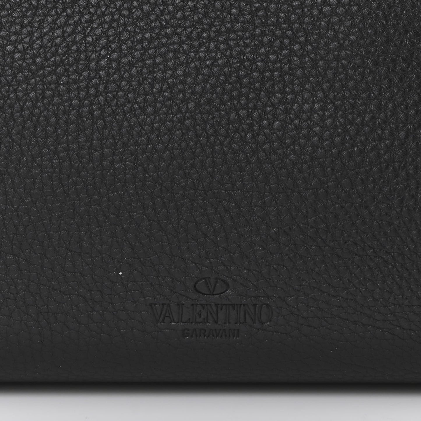 Grained Calfskin Rockstud Shoulder Tote Black