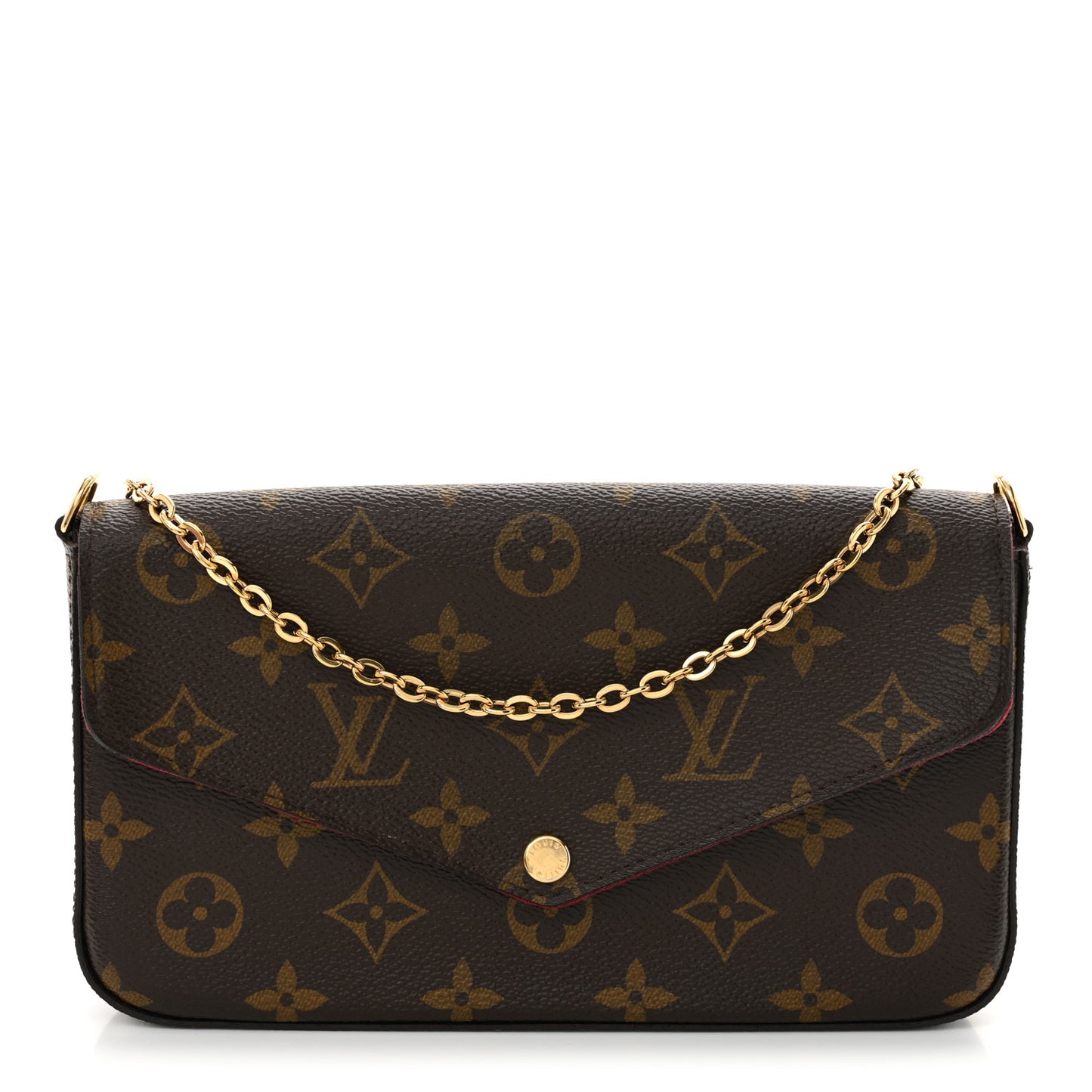 Monogram Pochette Felicie Chain Wallet Fuchsia