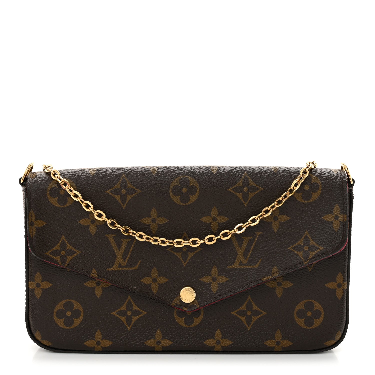 Louis Vuitton Monogram Pochette Felicie Chain Wallet Fuchsia 1 of 15