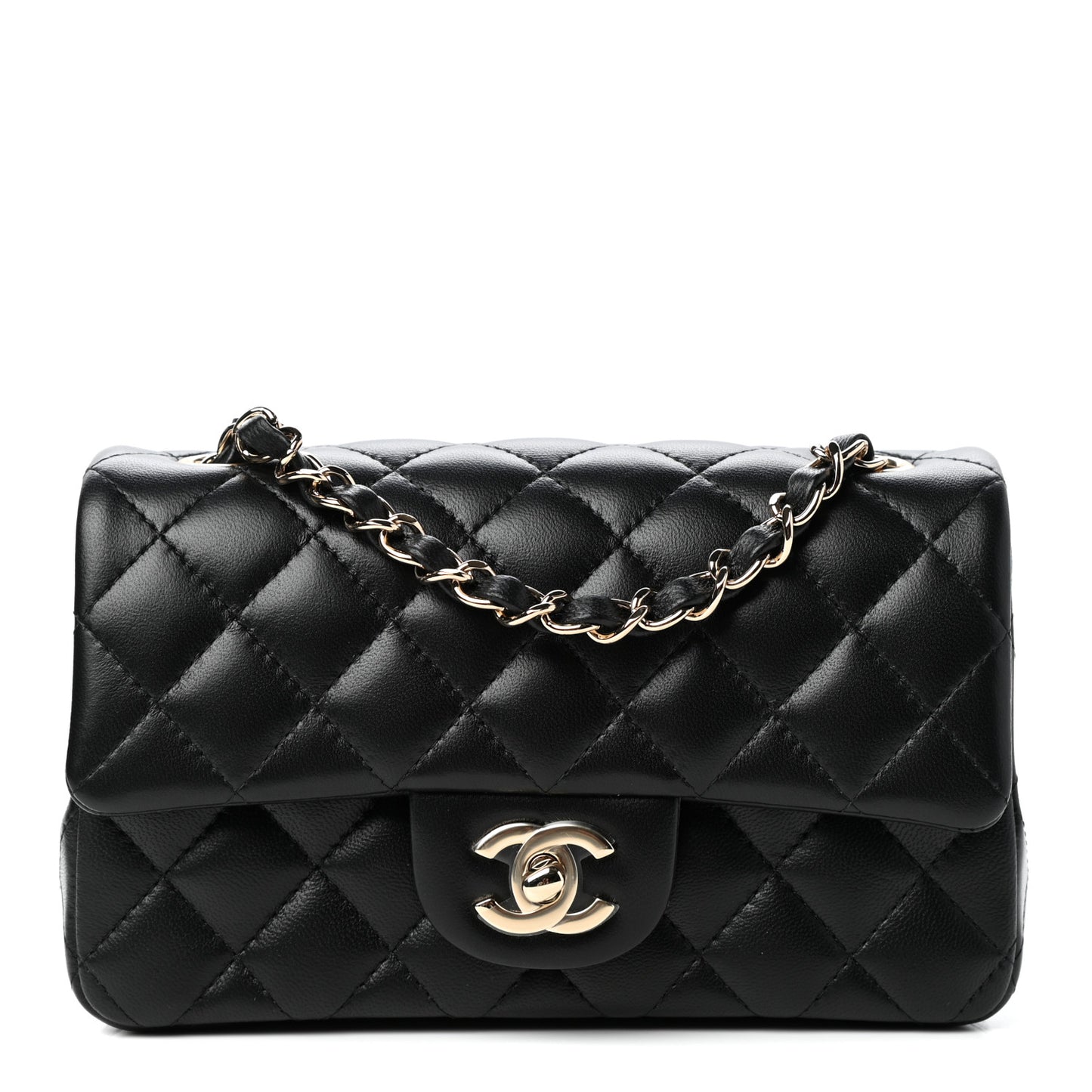 Lambskin Quilted Mini Rectangular Flap Black