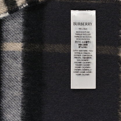 Burberry Cashmere Classic Check Fringe Scarf Beige Gray Green 3 of 3