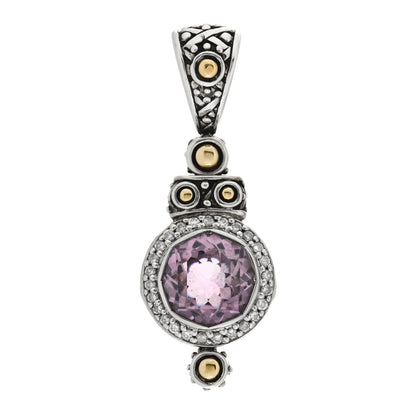 John Hardy Sterling Silver 18K Yellow Gold Diamond Amethyst Batu Sari Pendant 1 of 4