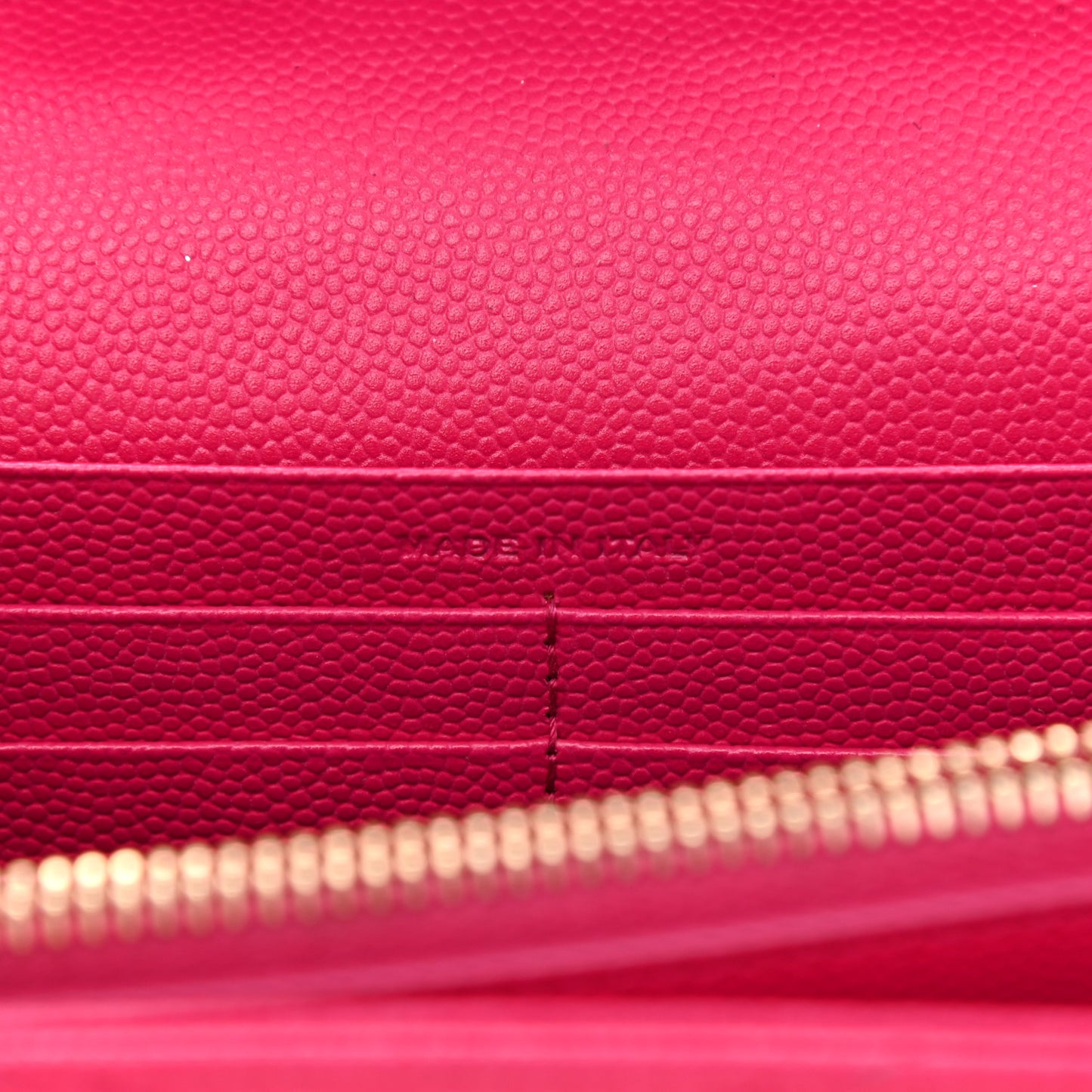 Grain De Poudre Matelasse Chevron Monogram Chain Wallet Lipstick Fuchsia
