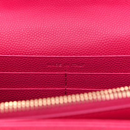 Saint Laurent Grain De Poudre Matelasse Chevron Monogram Chain Wallet Lipstick Fuchsia 7 of 9