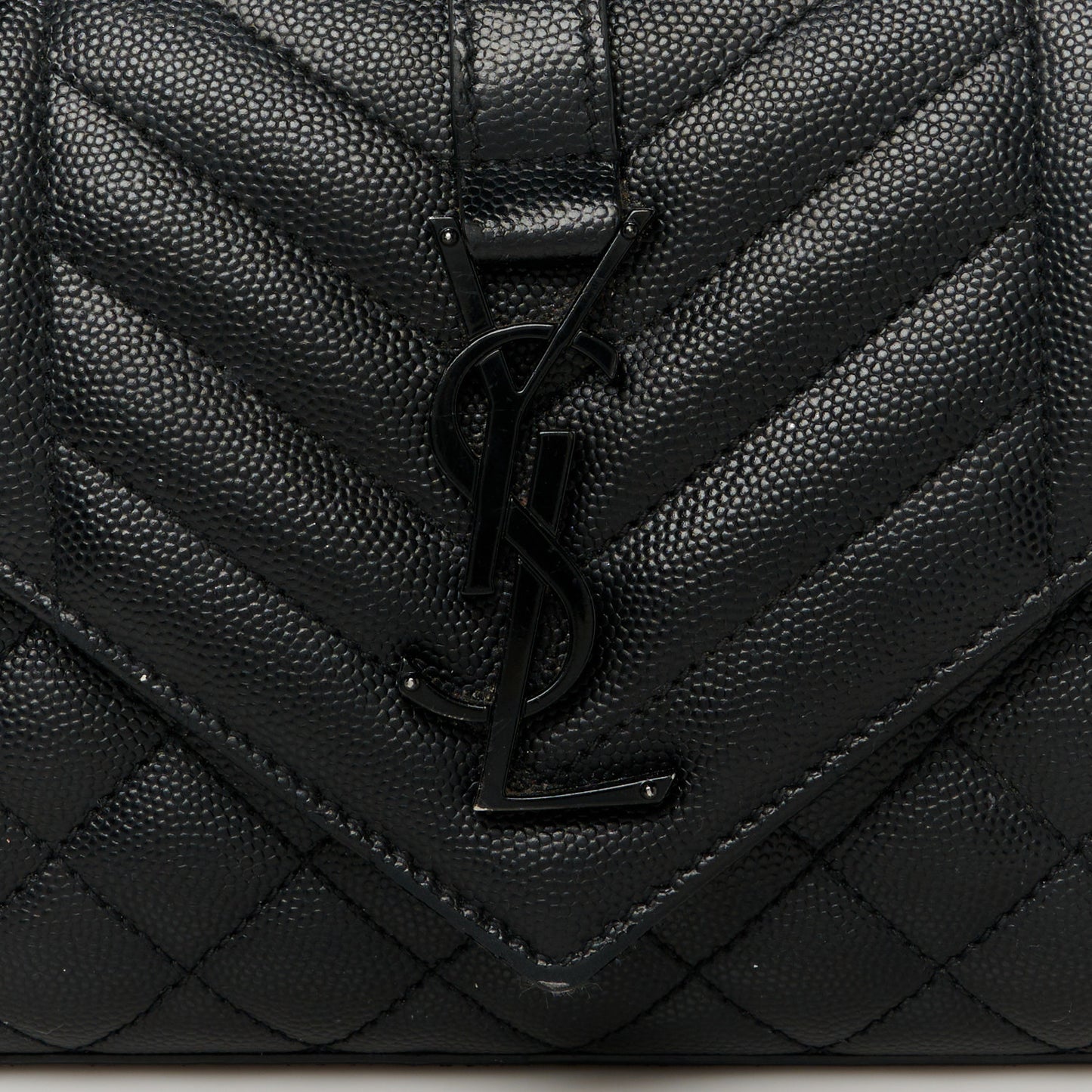 Grain De Poudre Textured Mixed Matelasse Triquilt Small Monogram Monochrome Satchel Black