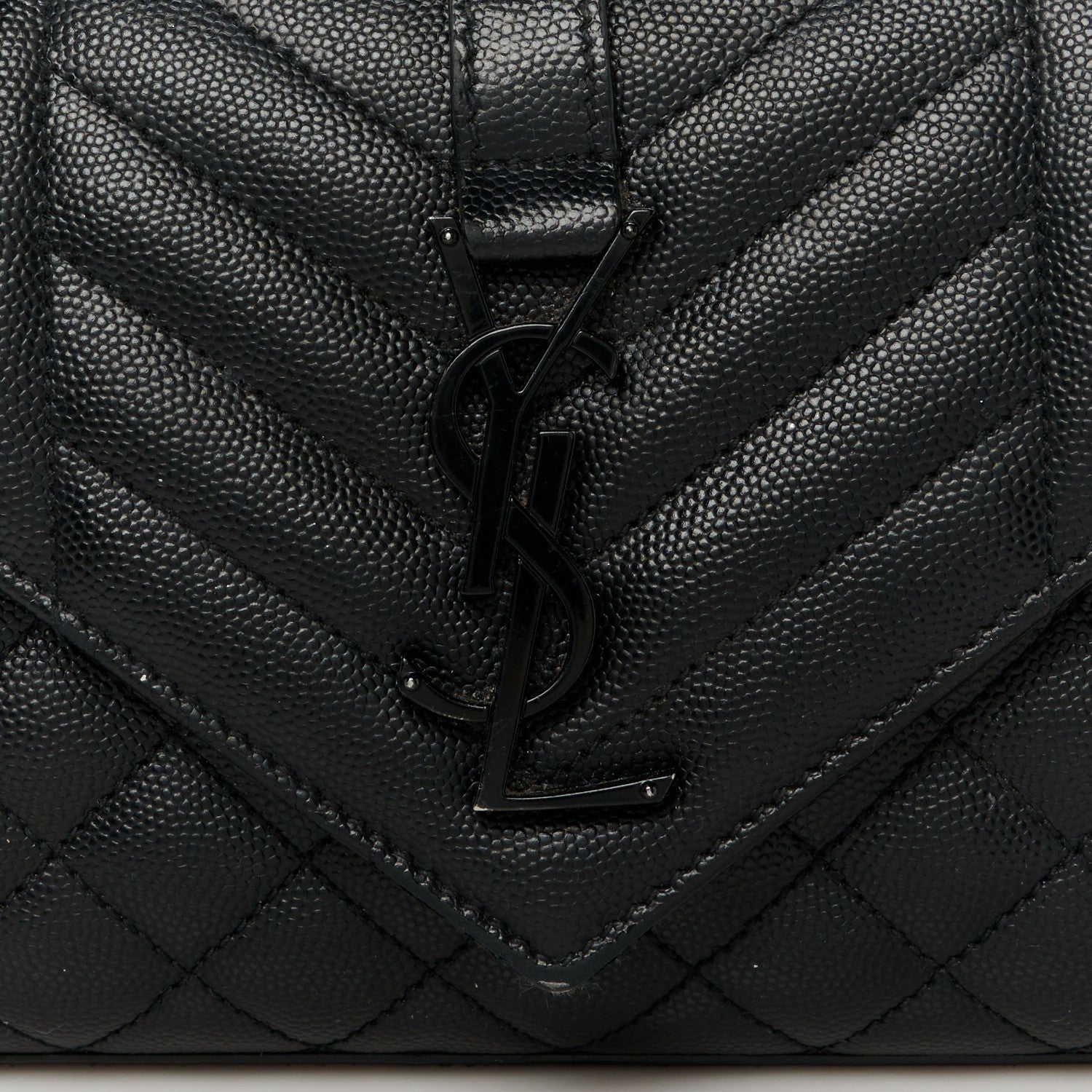 Saint Laurent Grain De Poudre Textured Mixed Matelasse Triquilt Small Monogram Monochrome Satchel Black 8 of 14