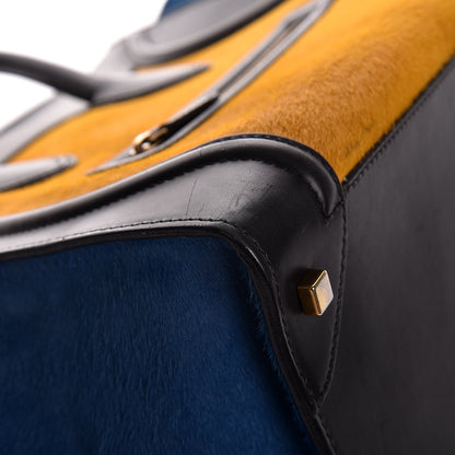 Celine Pony Hair Mini Tri-Color Luggage Royal Blue 9 of 15