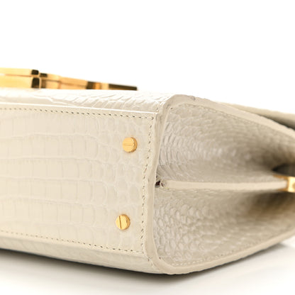 Saint Laurent Crocodile Embossed Mini Classic Monogram Cassandra Top Handle Crema Soft 11 of 12