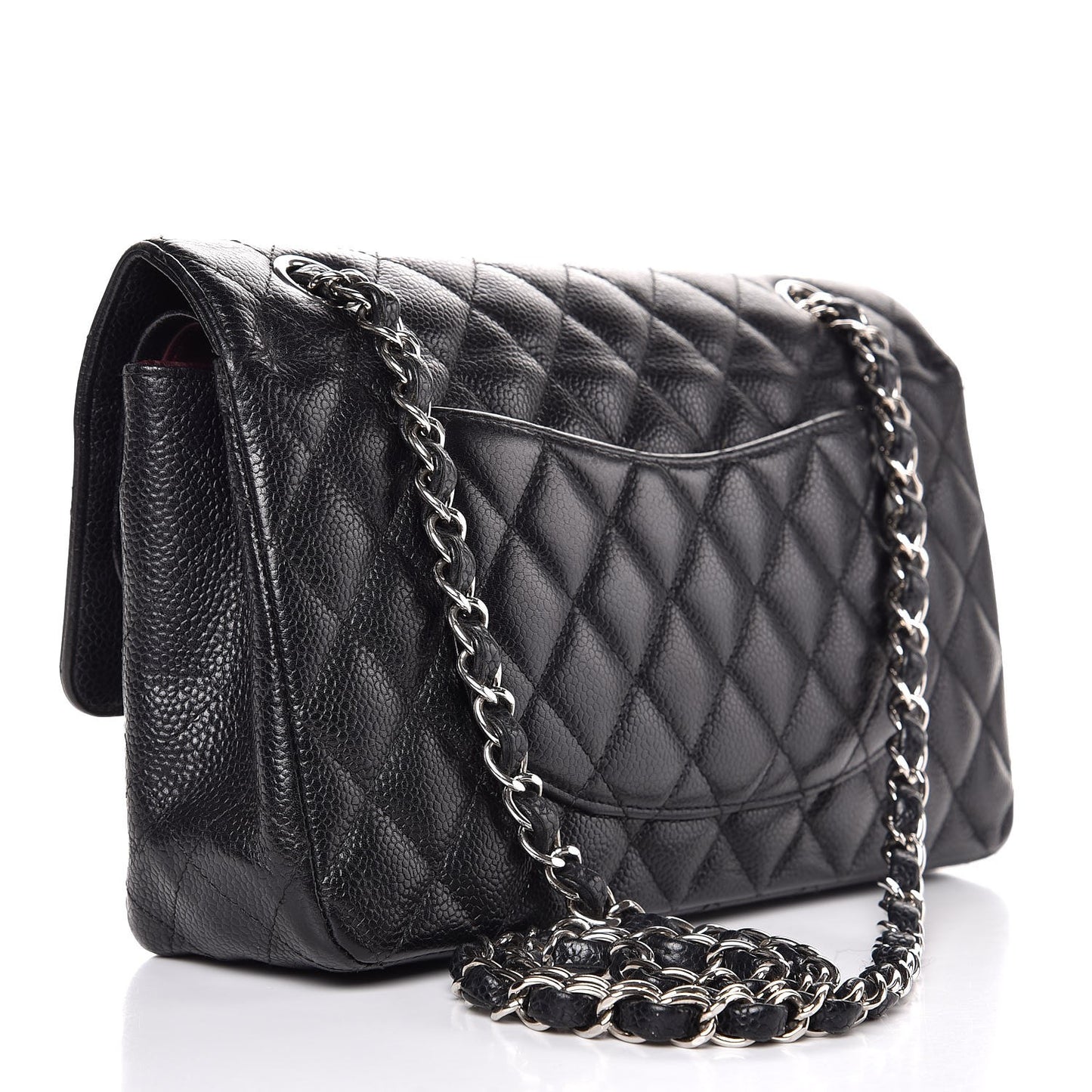 Caviar Quilted Medium Double Flap Black