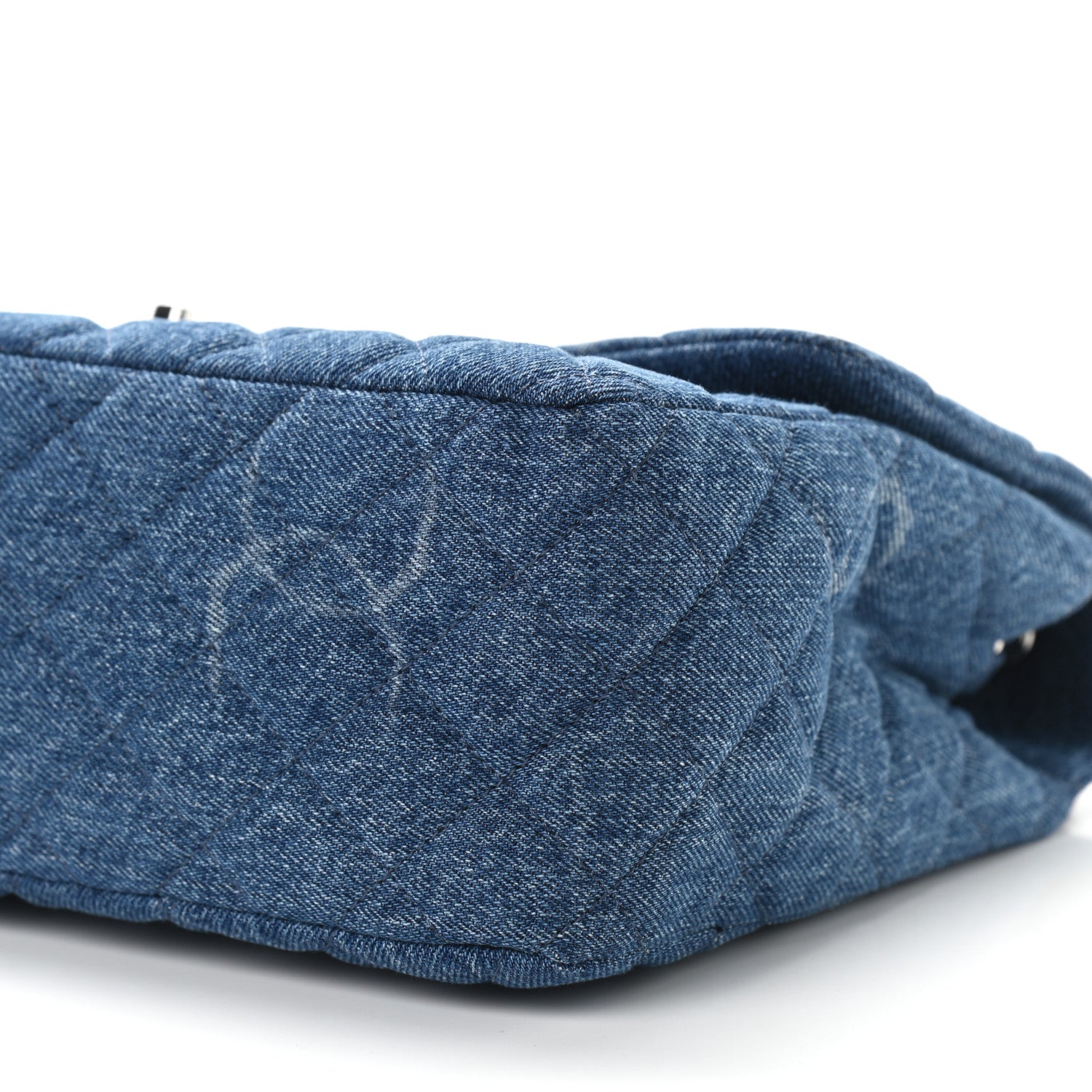 Chanel Denim Quilted CC Print Jumbo Single Flap Blue 10 of 11