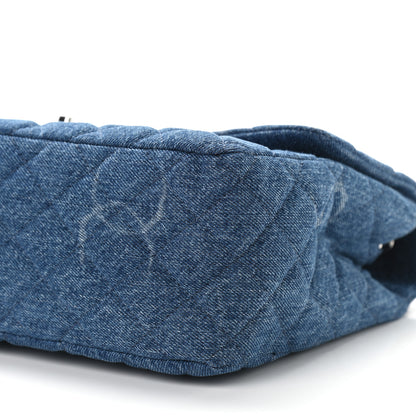 Chanel Denim Quilted CC Print Jumbo Single Flap Blue 10 of 11