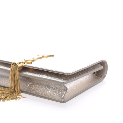 Saint Laurent Metallic Calfskin Classic Monogram Kate Tassel Chain Wallet Platine 9 of 12