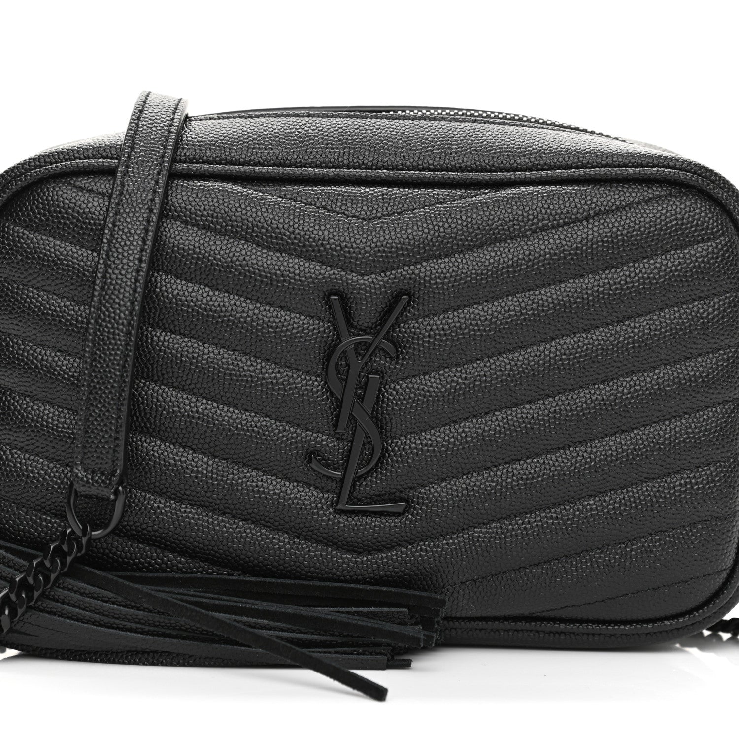 Saint Laurent Grain De Poudre Matelasse Monogram Mini Lou Camera Bag Black 7 of 7