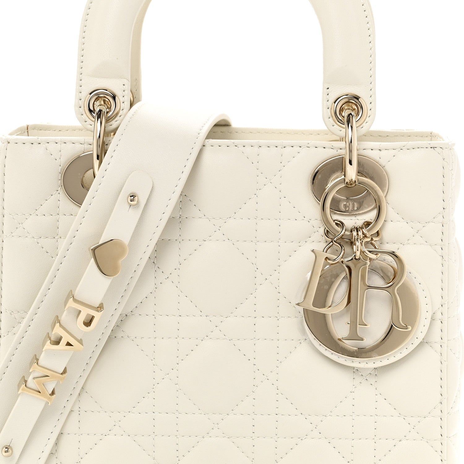 Christian Dior Lambskin Cannage Small My ABCDior Lady Dior White