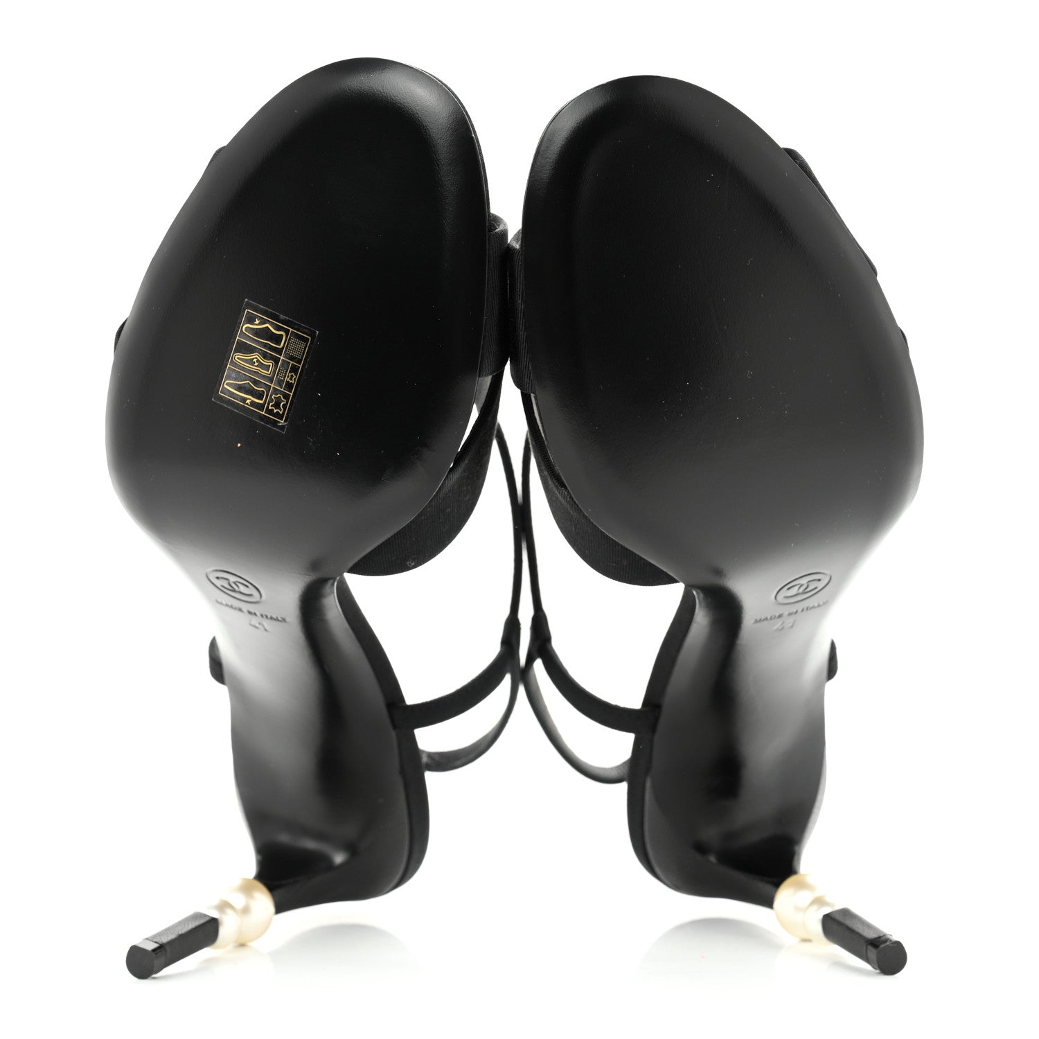 Chanel Grosgrain Pearl Sandals 41 Black 6 of 10