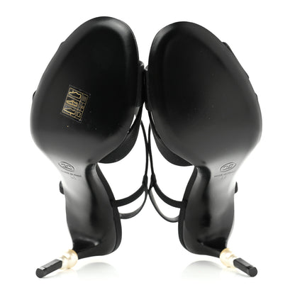 Chanel Grosgrain Pearl Sandals 41 Black 6 of 10