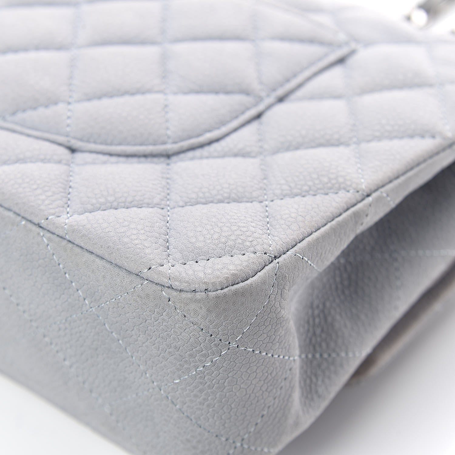 Chanel Iridescent Caviar Quilted Medium Double Flap Light Grey 12 of 15