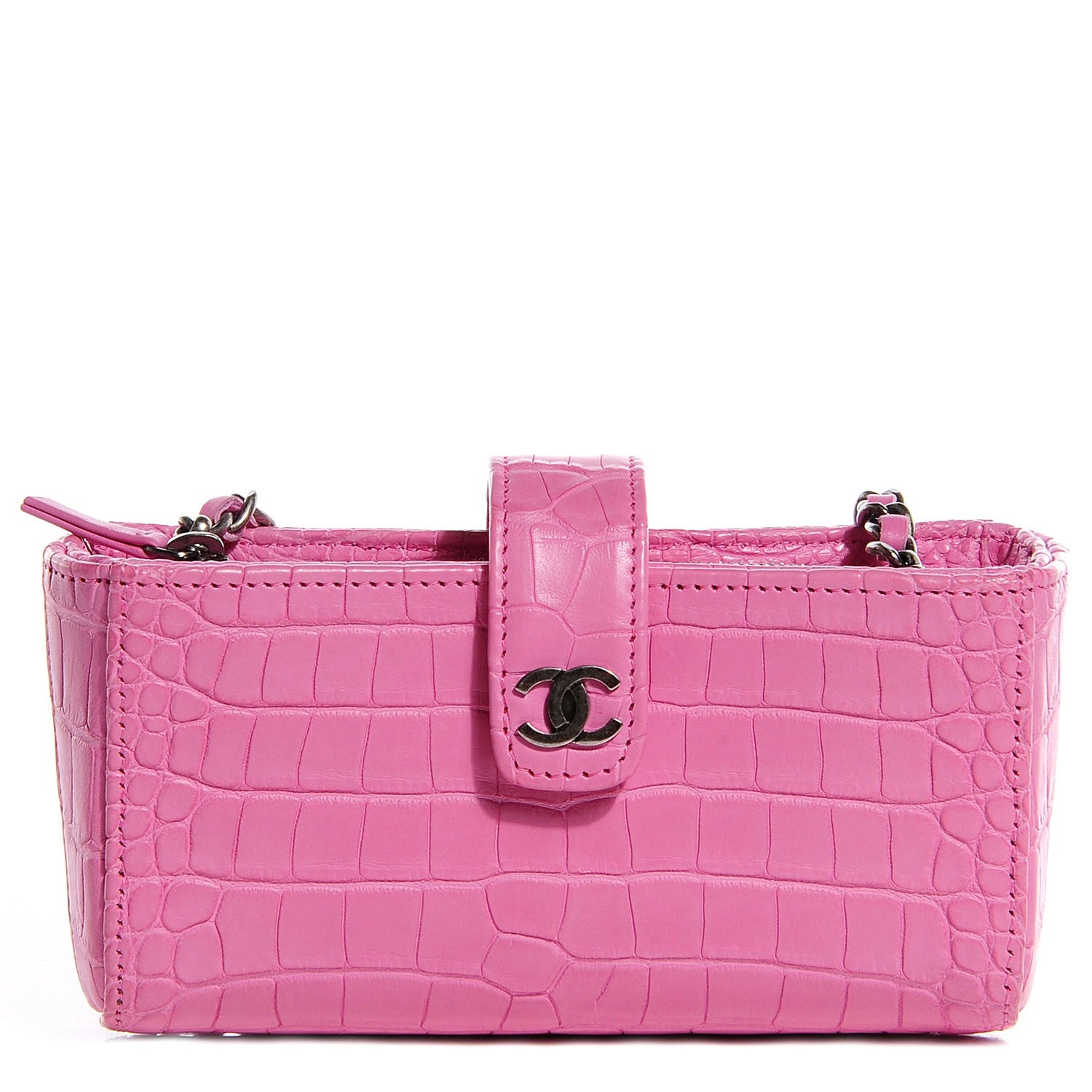 Chanel Alligator Mini Phone Holder Crossbody Bag Pink 1 of 7