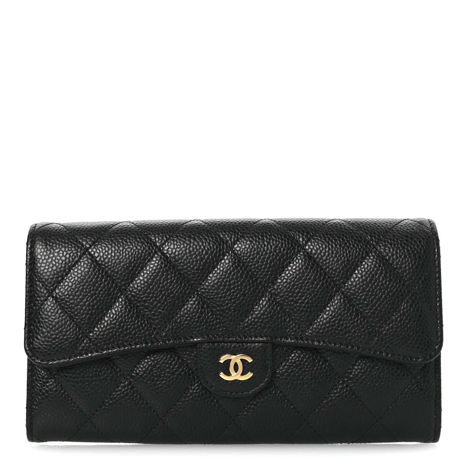 Chanel Caviar Quilted Large Gusset Flap Wallet Black 1 of 11