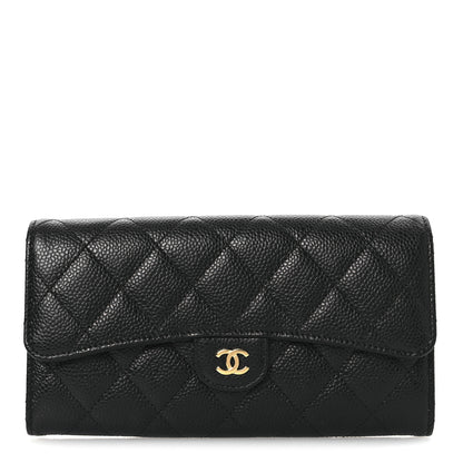 Chanel Caviar Quilted Large Gusset Flap Wallet Black 1 of 11