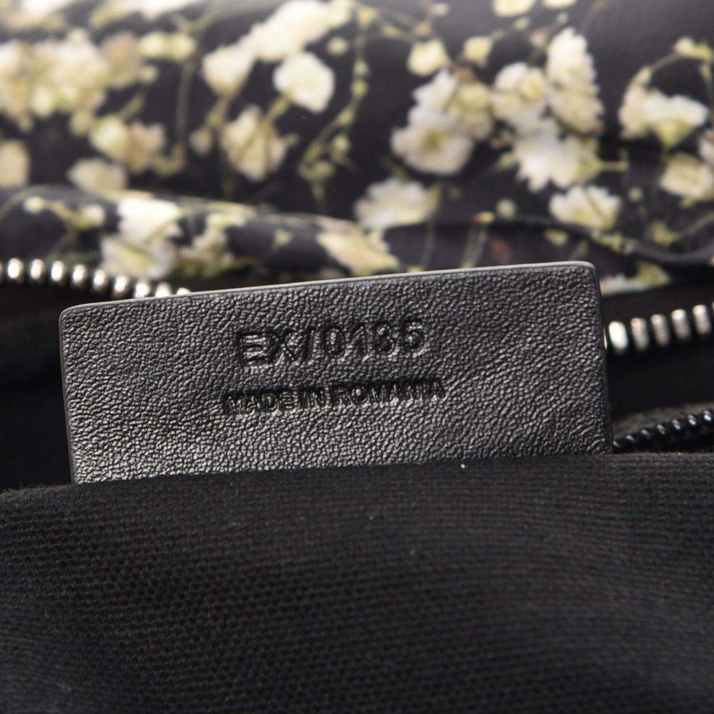 Nylon Calfskin Baby's Breath Print Backpack Black